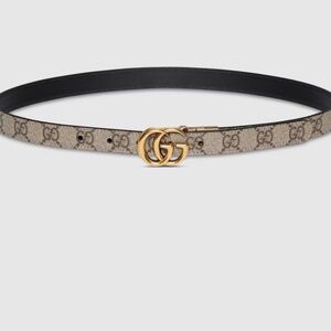 Gucci GG Thin Reversible Monogram and Black Belt Size 80